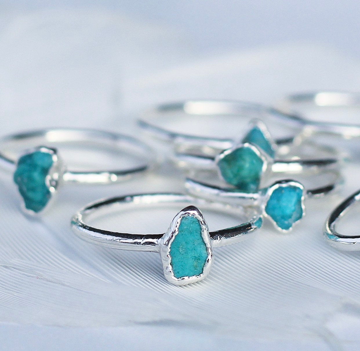 Raw Turquoise Ring Silver, December Birthstone Silver Band, December Raw Gemstone Ring, Raw Turquoise Stone Ring, December Gemstone Gift