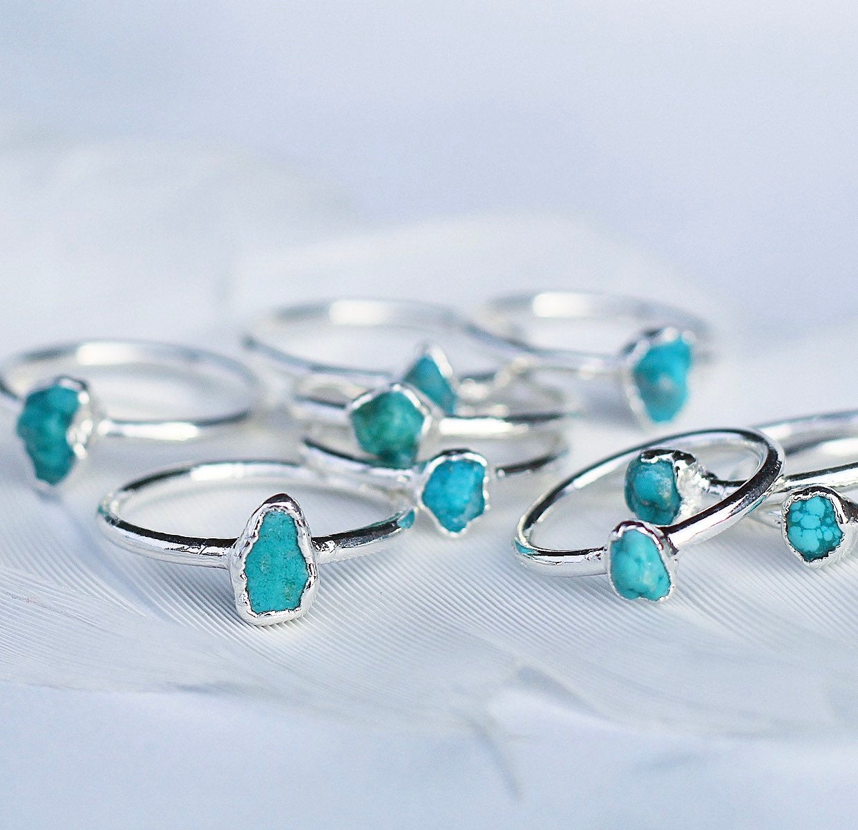 Raw Turquoise Ring Silver, December Birthstone Silver Band, December Raw Gemstone Ring, Raw Turquoise Stone Ring, December Gemstone Gift