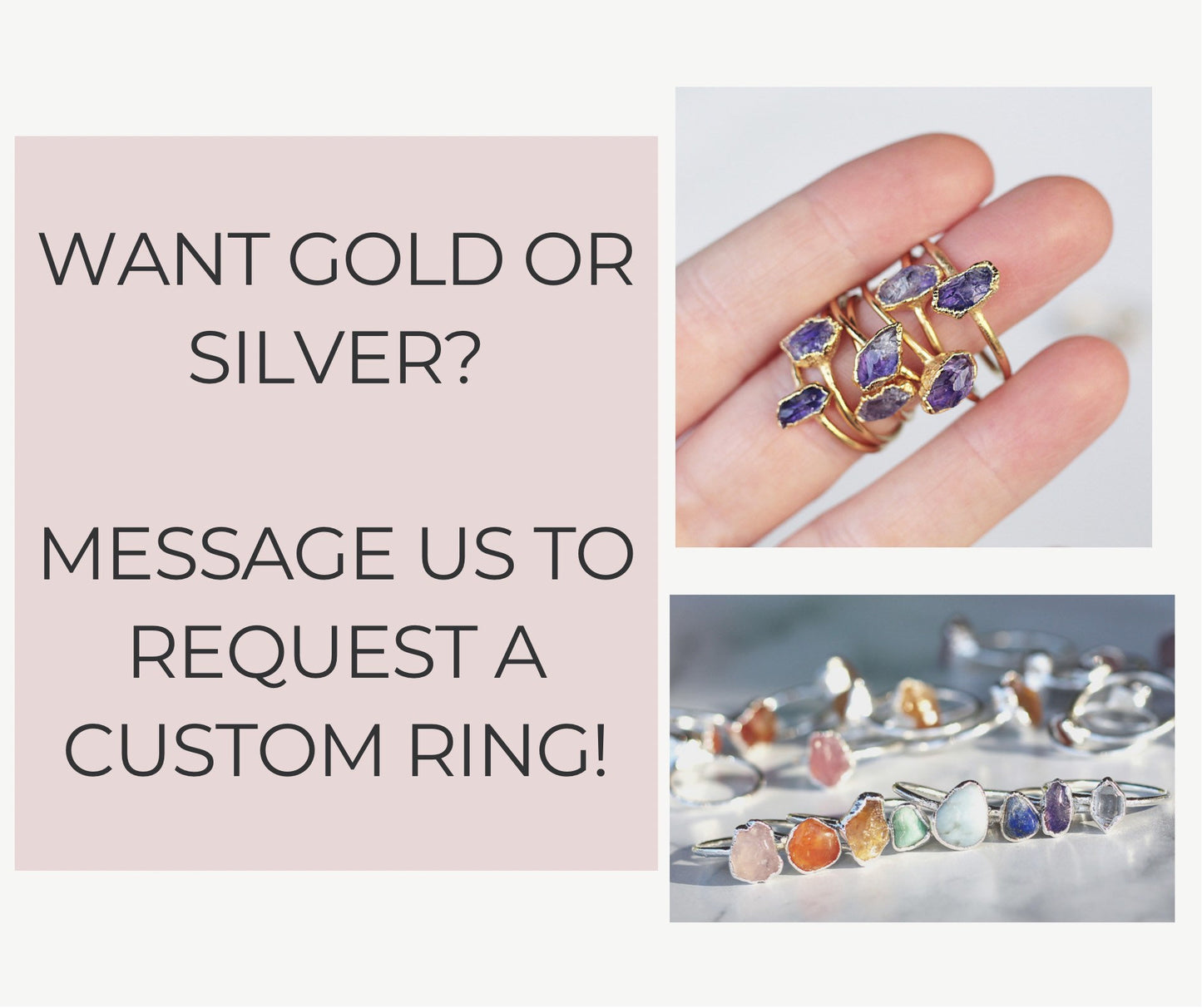 Herkimer Diamond Multi Stone Ring, Stackable Herkimer Diamond Ring, Raw Crystal Ring, Boho Wedding Ring, Copper Wedding Band, Rustic Wedding