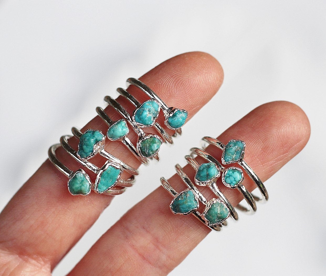 Raw Turquoise Ring Silver, December Birthstone Silver Band, December Raw Gemstone Ring, Raw Turquoise Stone Ring, December Gemstone Gift