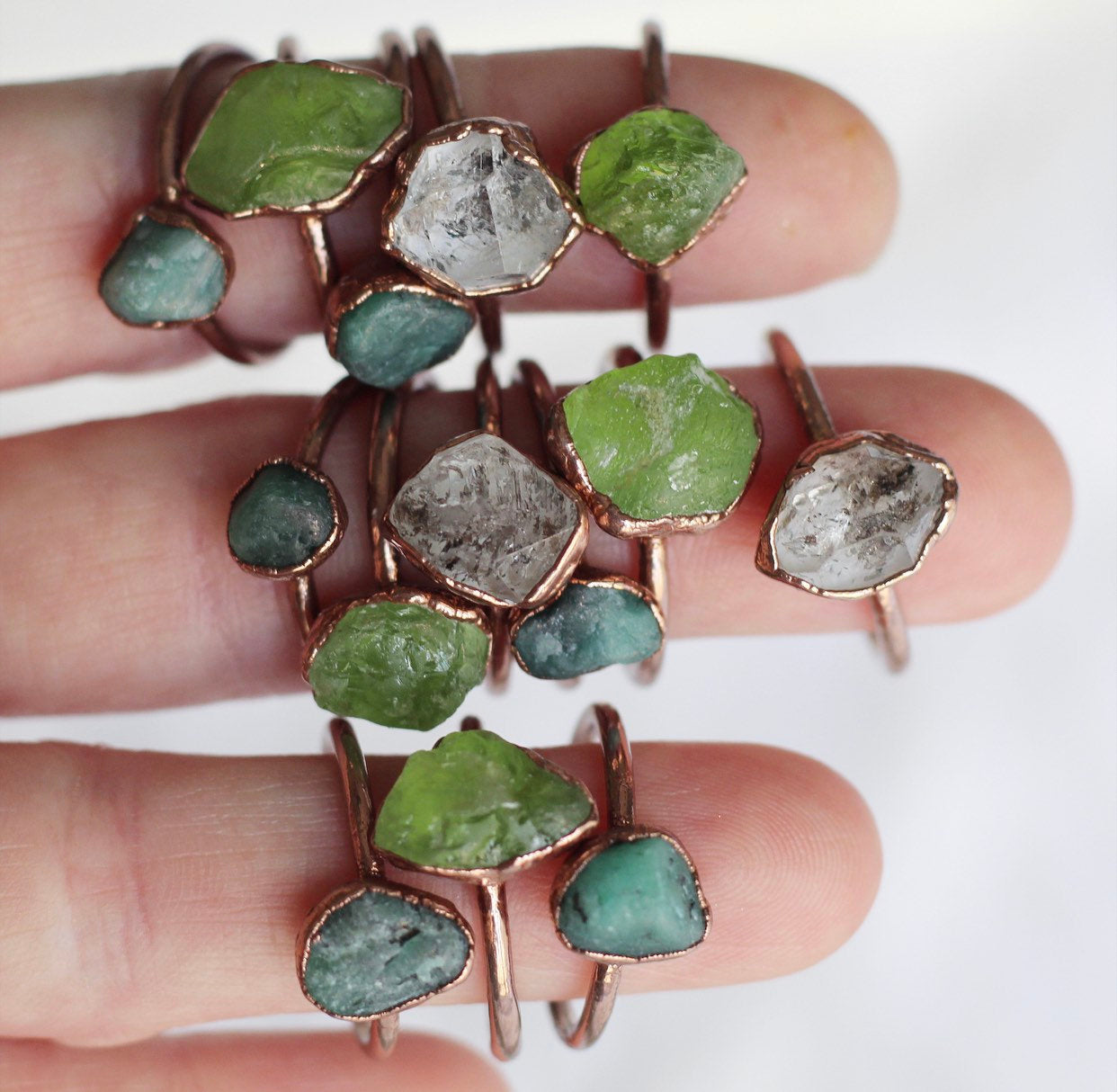 Raw Herkimer Diamond Ring, April Birthstone Jewelry, April Birthstone Ring, Chunky Crystal Ring, Rough Crystal Ring, Alternative Wedding