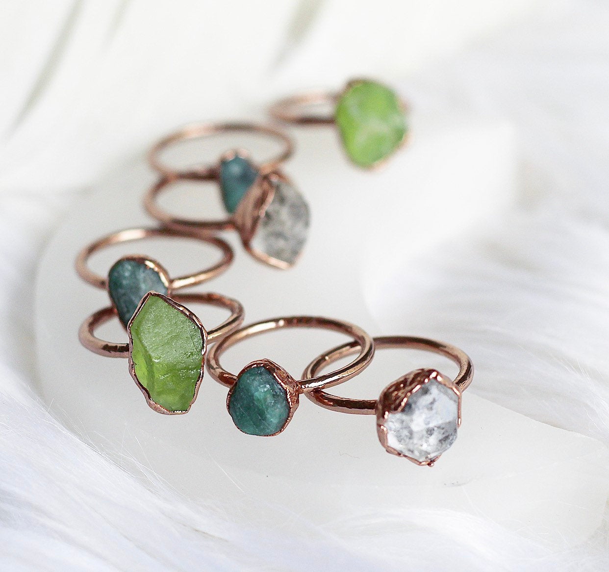 Raw Emerald Ring, Stackable Ring, May Birthstone Ring, Green Gemstone Ring, Raw Emerald Jewelry, May Birthday Jewelry, Raw Stone Ring