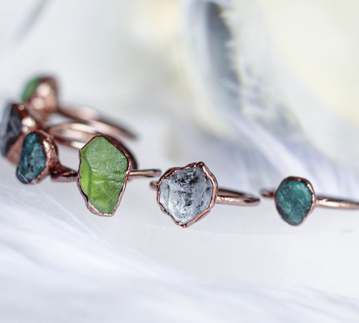Raw Herkimer Diamond Ring, April Birthstone Jewelry, April Birthstone Ring, Chunky Crystal Ring, Rough Crystal Ring, Alternative Wedding