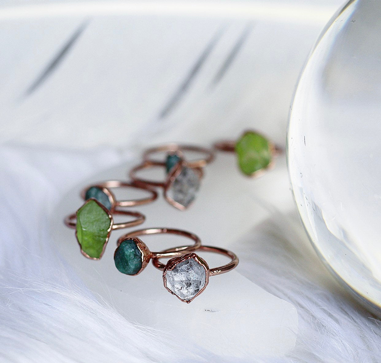 Raw Herkimer Diamond Ring, April Birthstone Jewelry, April Birthstone Ring, Chunky Crystal Ring, Rough Crystal Ring, Alternative Wedding