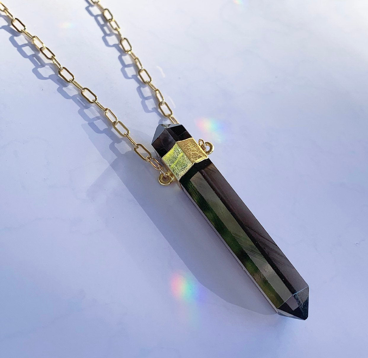 Smoky Quartz Point Necklace, Black Crystal Necklace, Smoky Quartz Point Pendant, Crystal Necklace Grounding, Protection Crystal Necklace