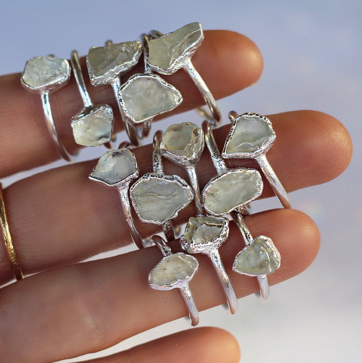 Libyan Desert Glass Ring Silver, Tektite Ring Silver, Great Sand Sea Glass Ring, Egyptian Desert Glass Ring, Genuine Libyan Desert Glass