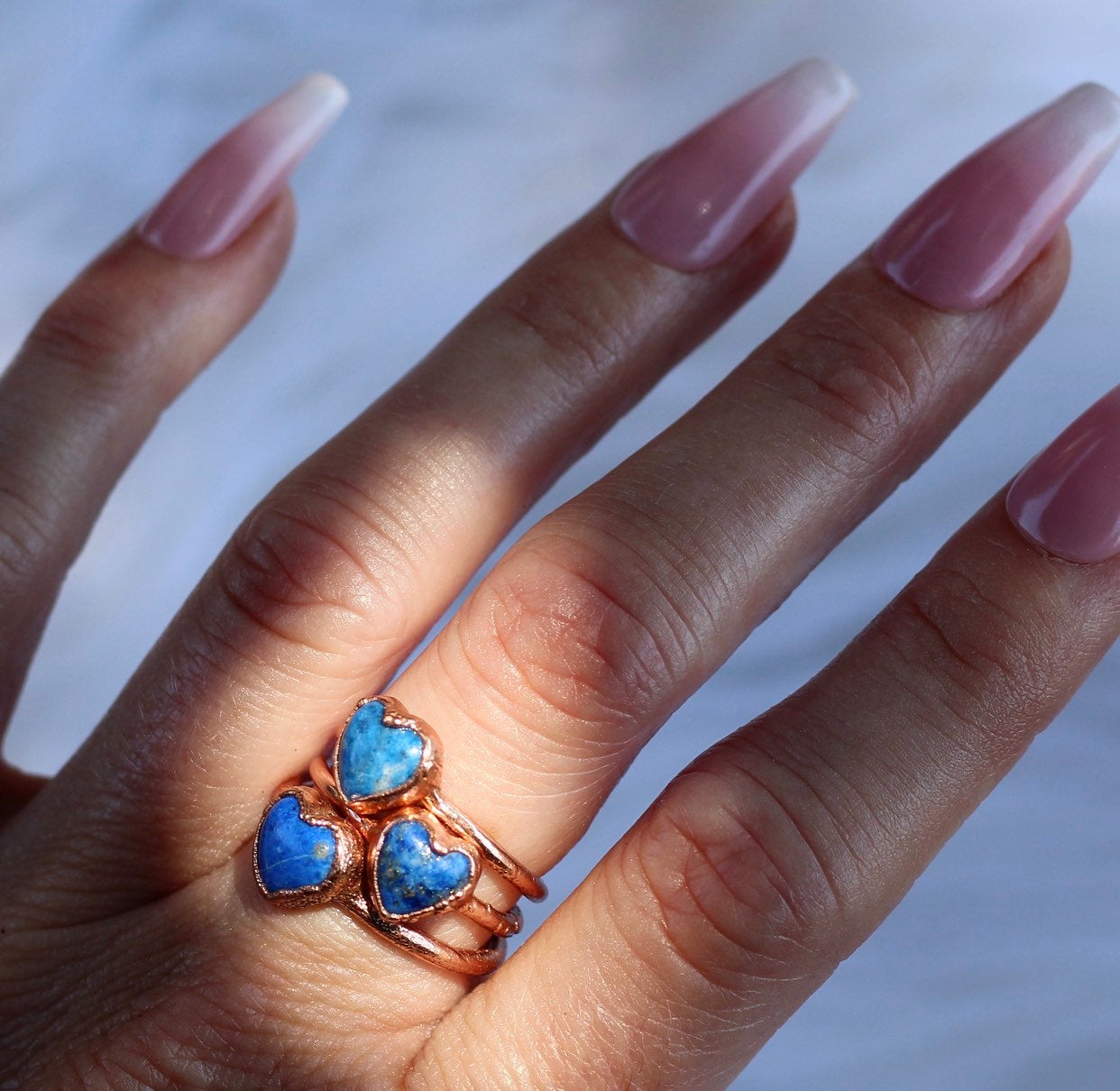 Lapis Lazuli Heart Ring, Blue Heart Stone Ring, Heart Gemstone Ring, Blue Heart Jewelry, Raw Lapis Lazuli Gemstone Jewelry, Gift for Her