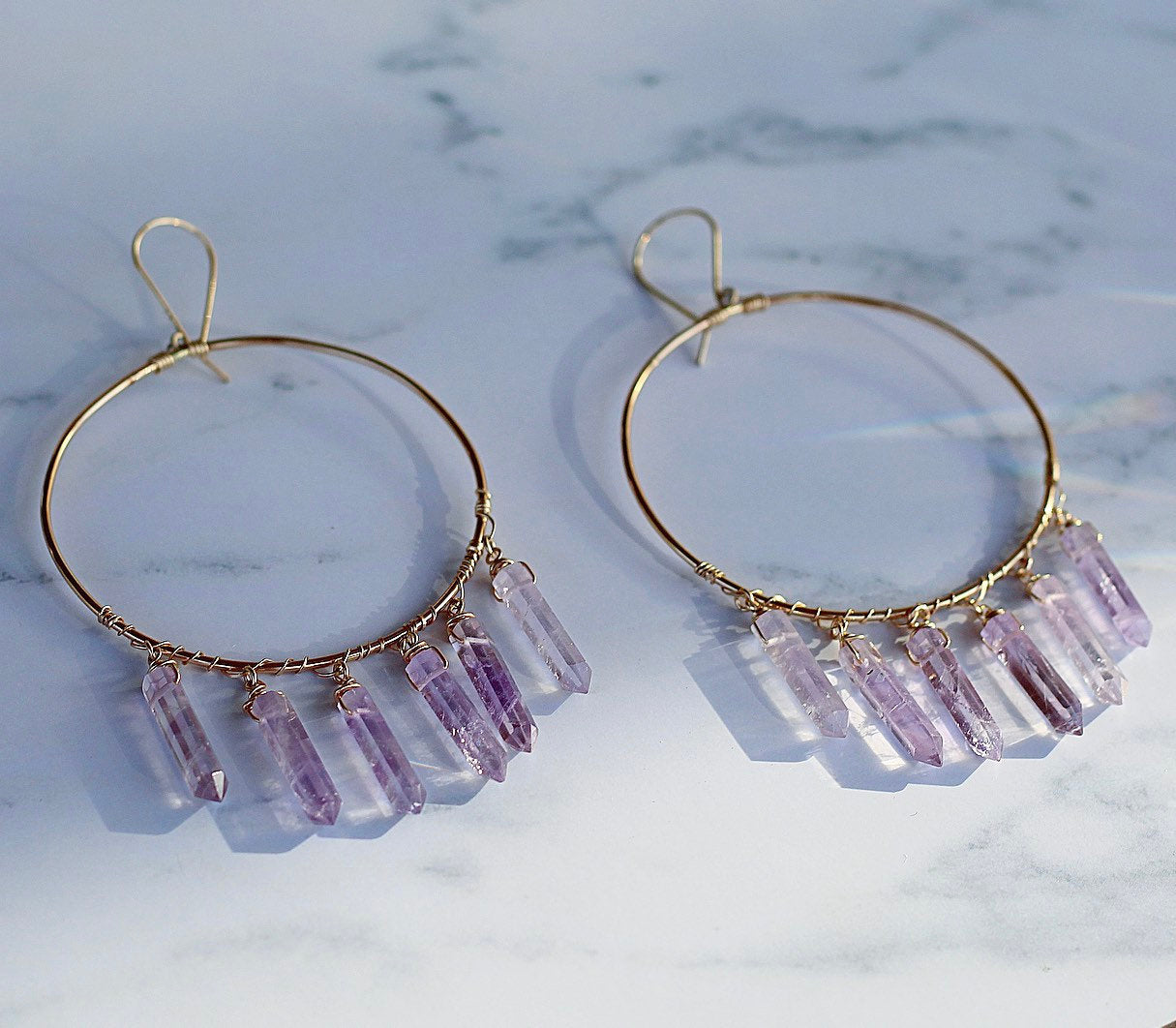 Boho Crystal Statement Earrings, Boho Chandelier Hoops, Crystal Point Statement Hoops, Healing Stone Earrings, Boho Gemstone Hoops