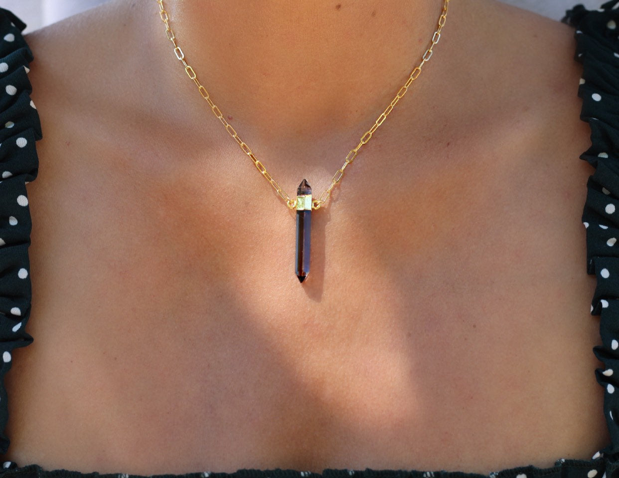 Smoky Quartz Point Necklace, Black Crystal Necklace, Smoky Quartz Point Pendant, Crystal Necklace Grounding, Protection Crystal Necklace