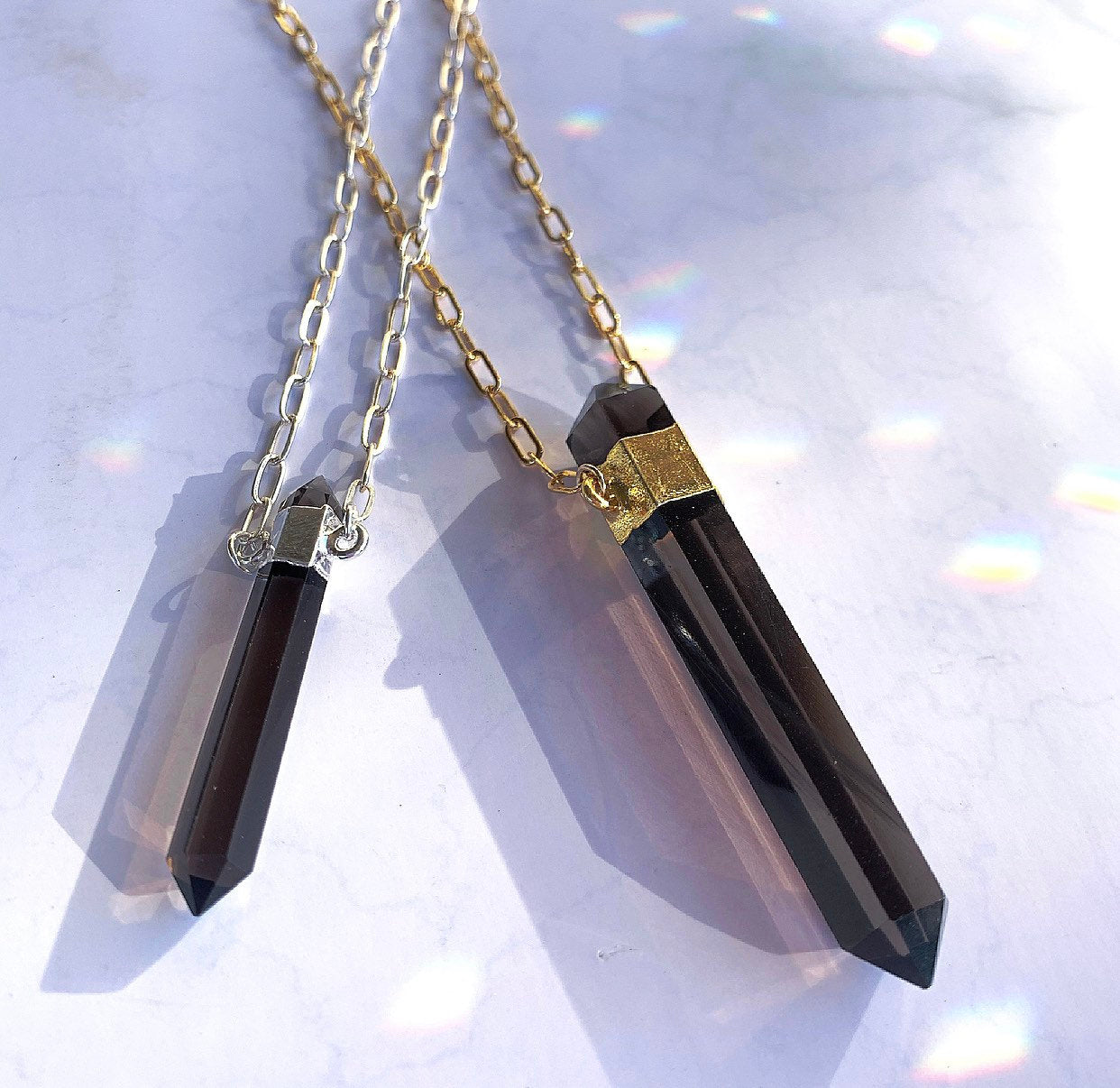 Smoky Quartz Point Necklace, Black Crystal Necklace, Smoky Quartz Point Pendant, Crystal Necklace Grounding, Protection Crystal Necklace