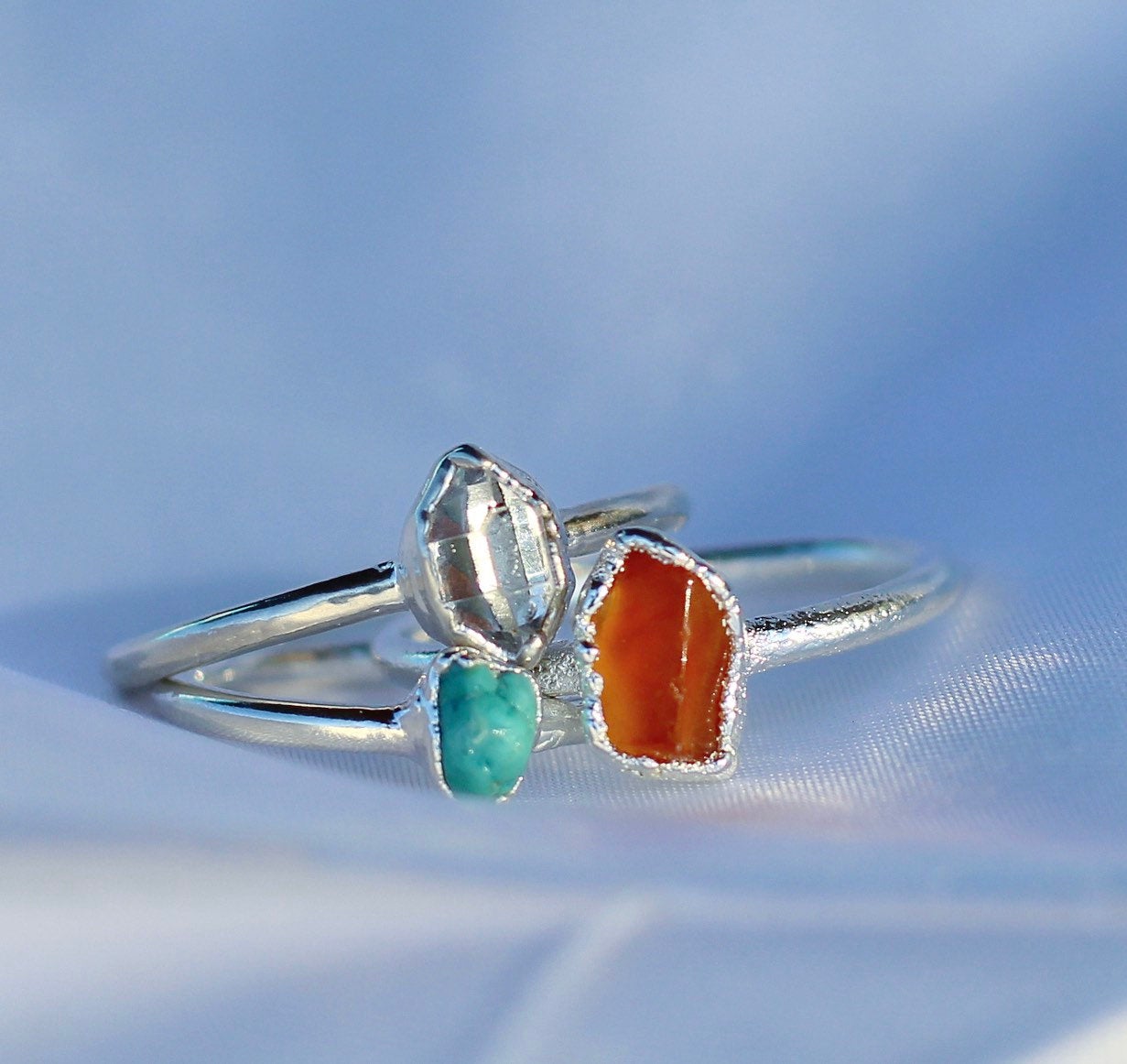 Silver Carnelian Ring, Raw Carnelian Gemstone Ring, Dainty Carnelian Jewelry, Delicate Carnelian Crystal Jewelry, Carnelian Stone Ring
