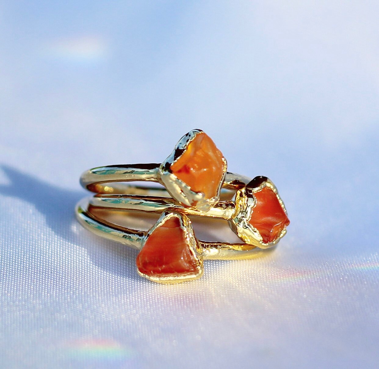 Raw Carnelian Gold Ring, Small Carnelian Ring, Dainty Carnelian Ring, Real Carnelian Crystal Jewelry, Carnelian Crystal Jewelry
