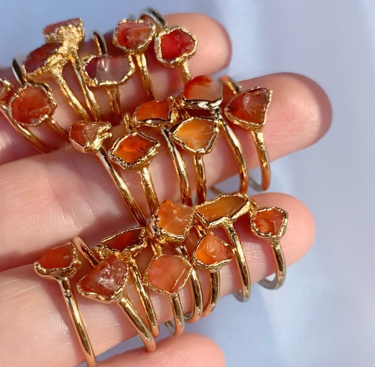 Raw Carnelian Gold Ring, Small Carnelian Ring, Dainty Carnelian Ring, Real Carnelian Crystal Jewelry, Carnelian Crystal Jewelry