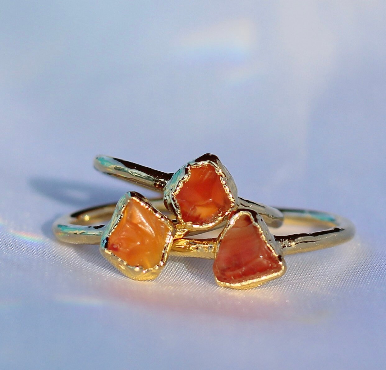 Raw Carnelian Gold Ring, Small Carnelian Ring, Dainty Carnelian Ring, Real Carnelian Crystal Jewelry, Carnelian Crystal Jewelry