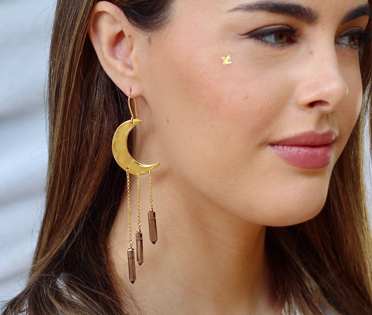 Celestial Moon Dangle Earrings, Celestial Crystal Earrings, Goddess Earrings, Moon Statement Earrings, Big Festival Earrings, Gypsy Earrings