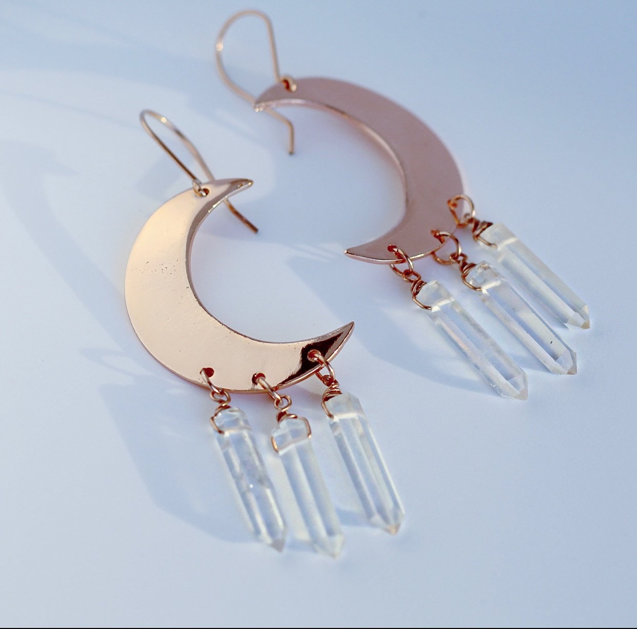 Crystal Moon Earrings, Celestial Statement Earrings, Bohemian Style Earrings, Moon Dangle Earrings, Hippie Style Earrings, Boho Earrings