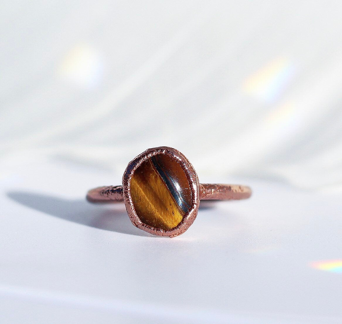 Raw Tigers Eye Ring, Tigers Eye Stone Jewelry, Tigers Eye Crystal Ring, Luck Stone Ring, Smooth Tigers Eye Ring, Raw Crystal Jewelry