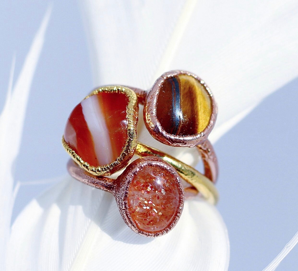 Raw Tigers Eye Ring, Tigers Eye Stone Jewelry, Tigers Eye Crystal Ring, Luck Stone Ring, Smooth Tigers Eye Ring, Raw Crystal Jewelry