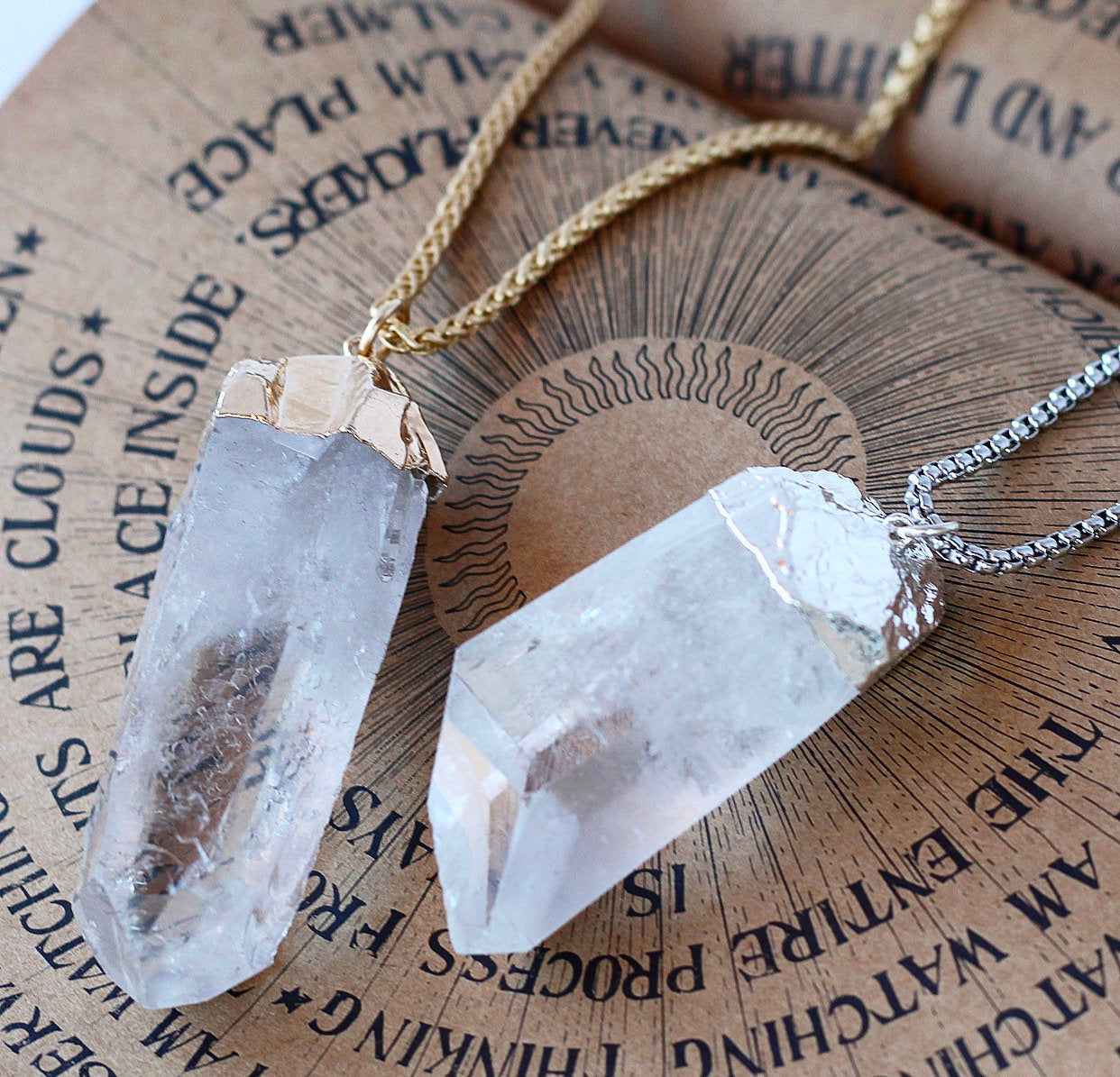 Extra Large Crystal Quartz Necklace, Huge Raw Crystal Necklace, Rough Clear Quartz Pendant, Crystal Quartz Statement Necklace