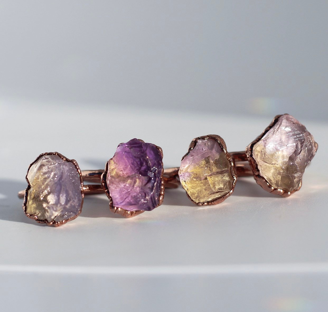 Raw Ametrine Ring, Ametrine Crystal Ring, Ametrine Stone Ring, Copper Ametrine Ring, Natural Stone Ring, Healing Crystal Accessories