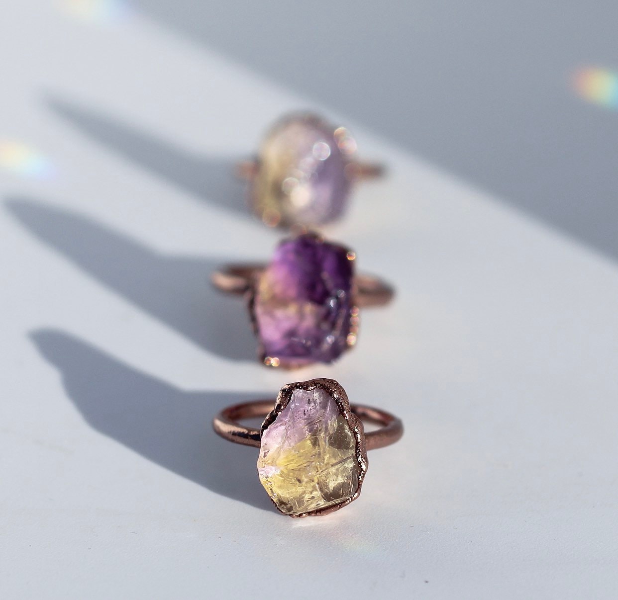 Raw Ametrine Ring, Ametrine Crystal Ring, Ametrine Stone Ring, Copper Ametrine Ring, Natural Stone Ring, Healing Crystal Accessories