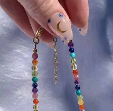 Beaded Rainbow Choker, Crystal Bead Choker, Simple Bead Necklace, Chakra Bead Necklace, Boho Choker Necklace