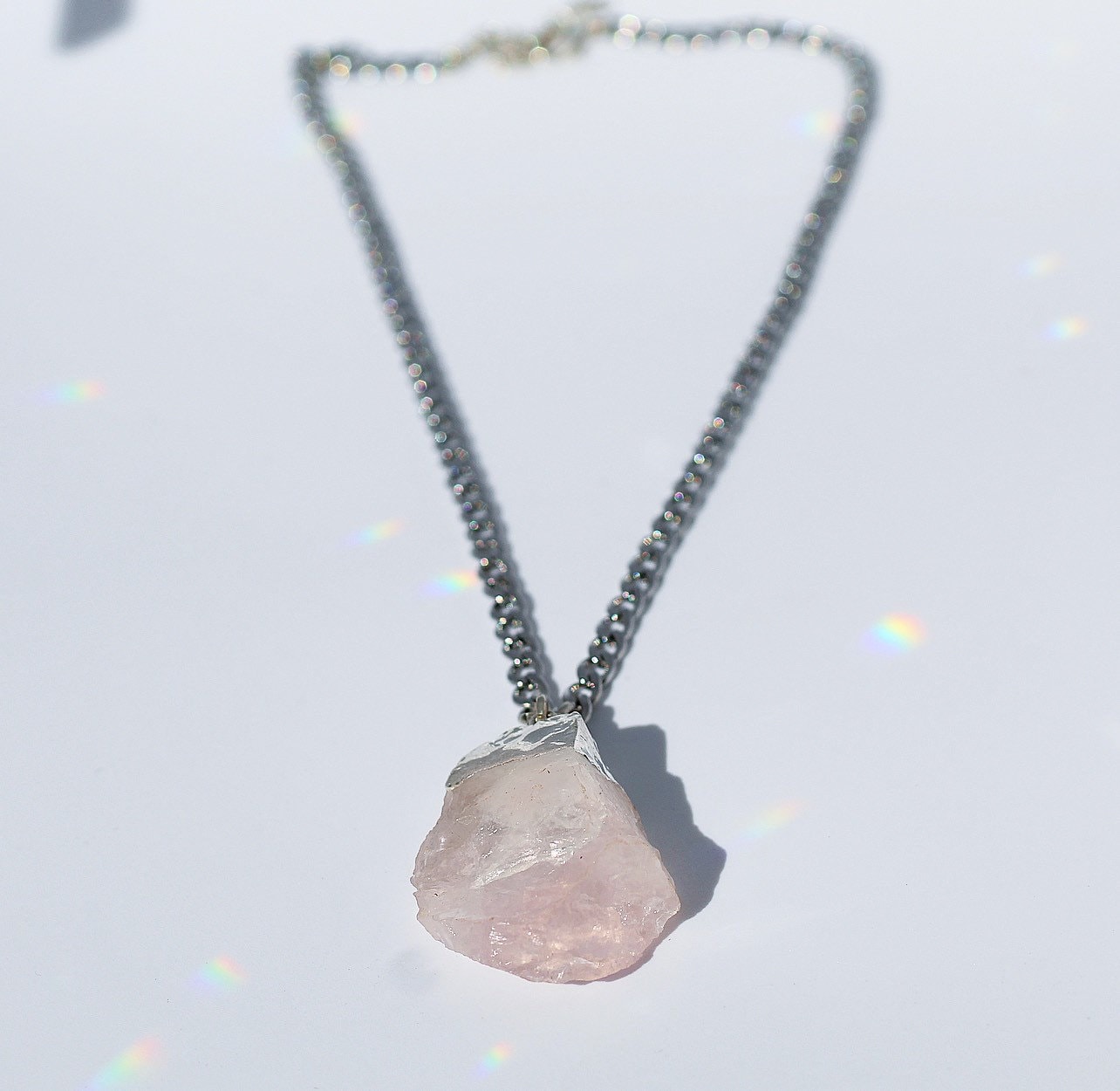 Extra Large Rose Quartz Necklace, Huge Raw Rose Quartz Pendant, Rose Quartz Crystal Pendant, Big Rose Quartz Nugget Necklace