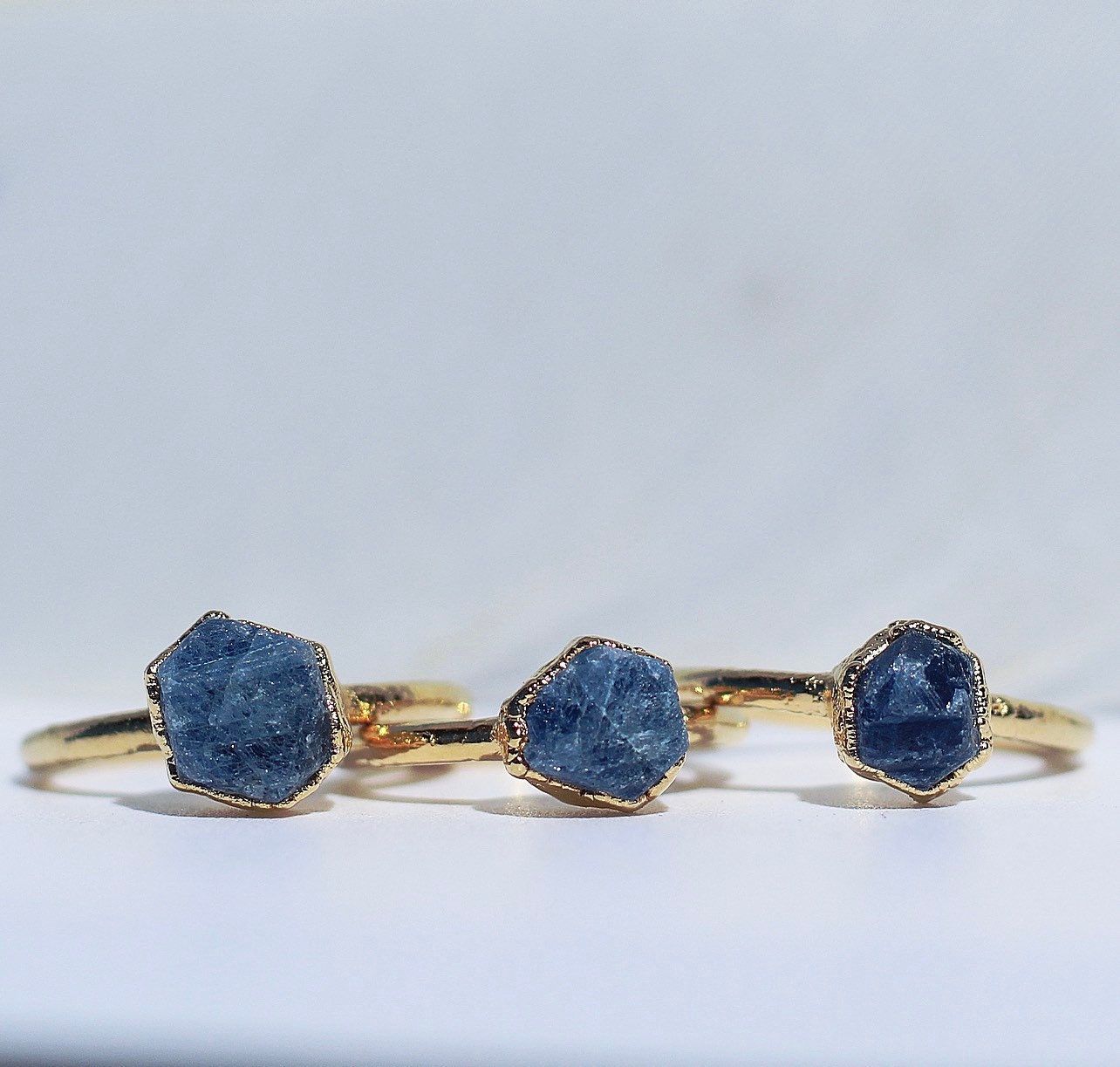 Raw Sapphire Ring in Gold, Stackable Birthstone Ring, September Birthstone Jewelry, Birthstone, September Birthday Gift, Rough Sapphire Ring