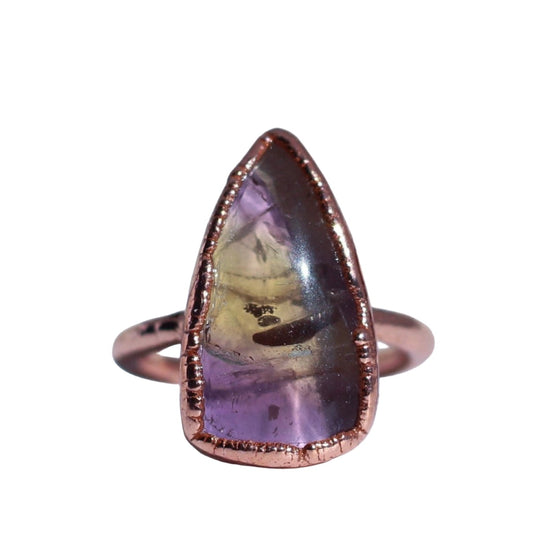 Ametrine Crystal Ring, Ametrine Stone Ring, Real Ametrine Ring, Ametrine Crystal Teardrop Ring, Polished Ametrine Ring