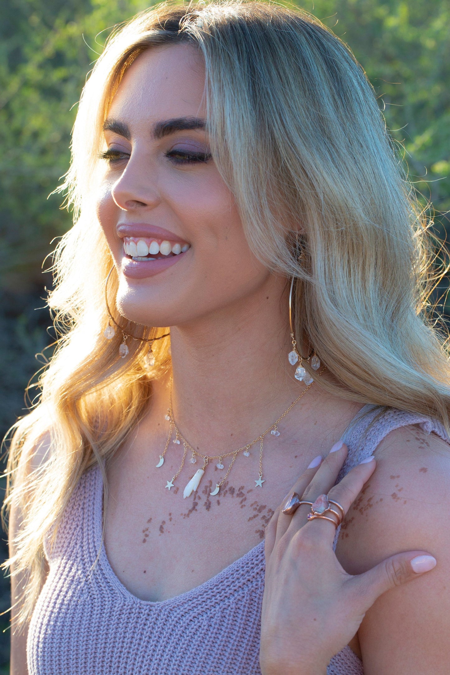 Mother of Pearl Carved Hand Celestial Statement Necklace, Carved Hand Jewelry, Tarot Necklace, Palmistry Necklace, Delicate Bib Necklace