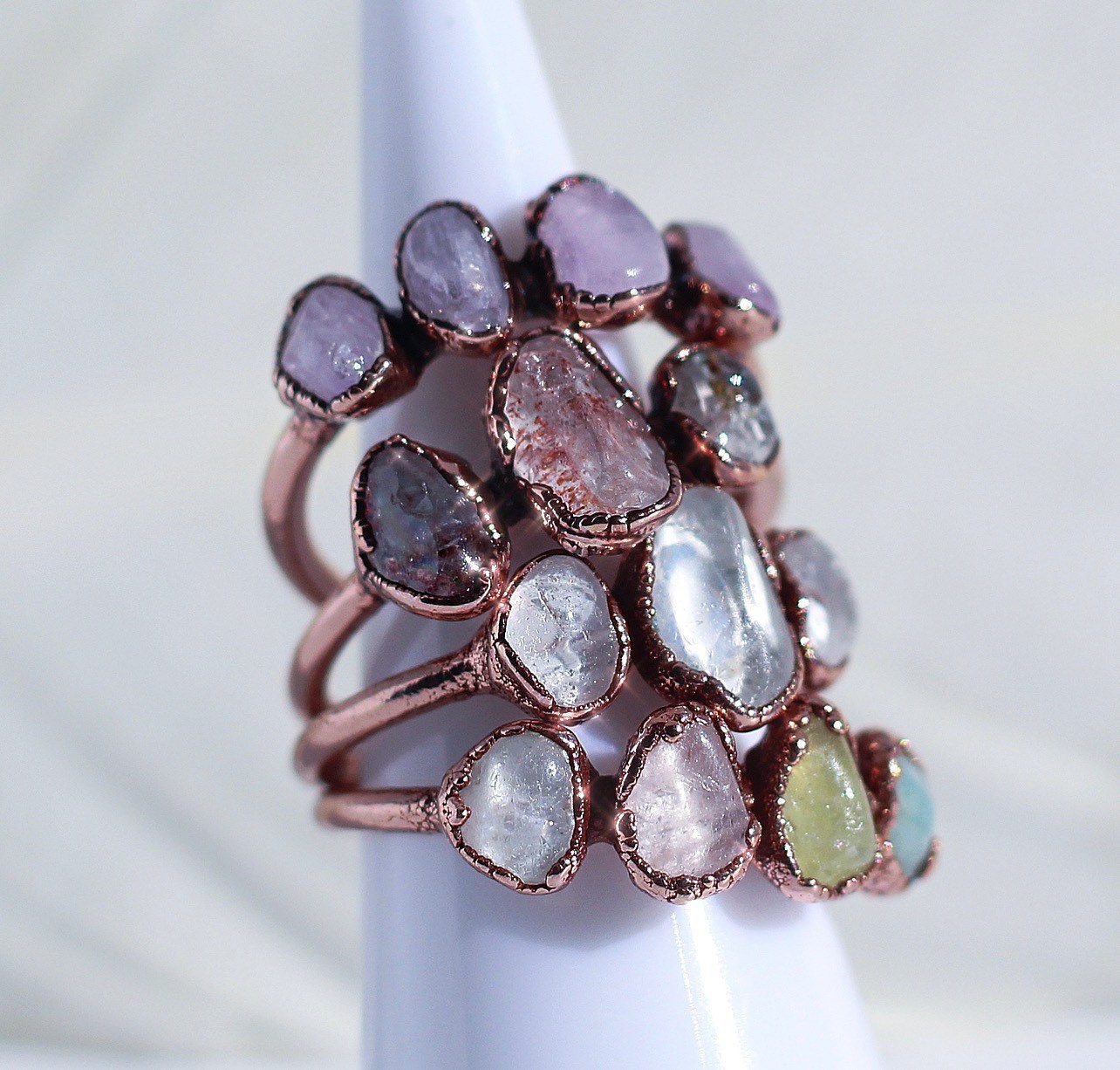 Super Seven Ring, Melody Stone Ring, Purple Healing Stone Ring, Protection Jewelry, Super 7 Crystal Raw, Sacred Seven Stone, Sacred 7 Ring