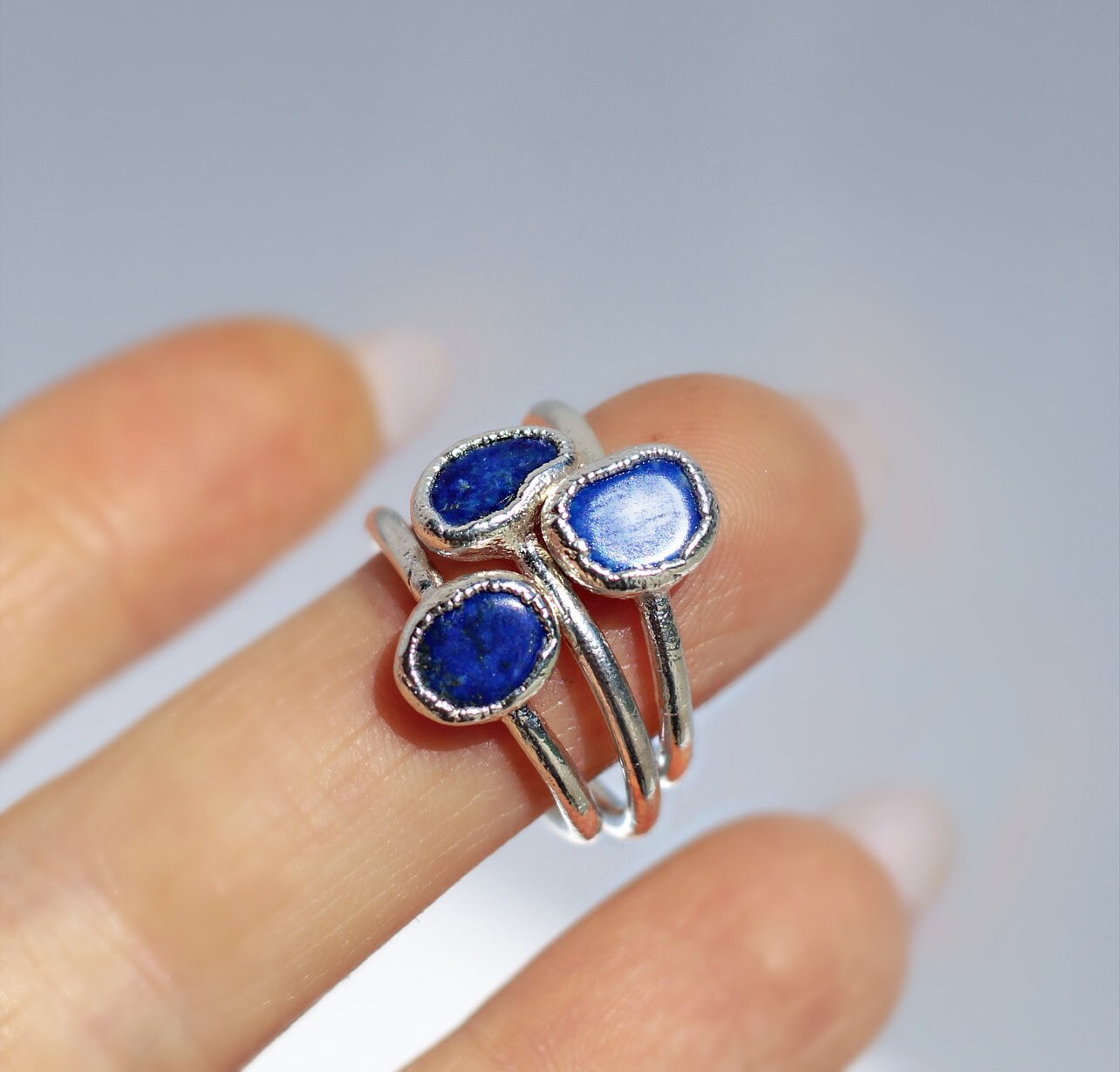Lapis Lazuli Ring Silver, Throat Chakra Crystal, Raw Lapis Lazuli Ring Silver, Lapis Lazuli Stone Ring Silver Band, Lapis Lazuli Jewelry