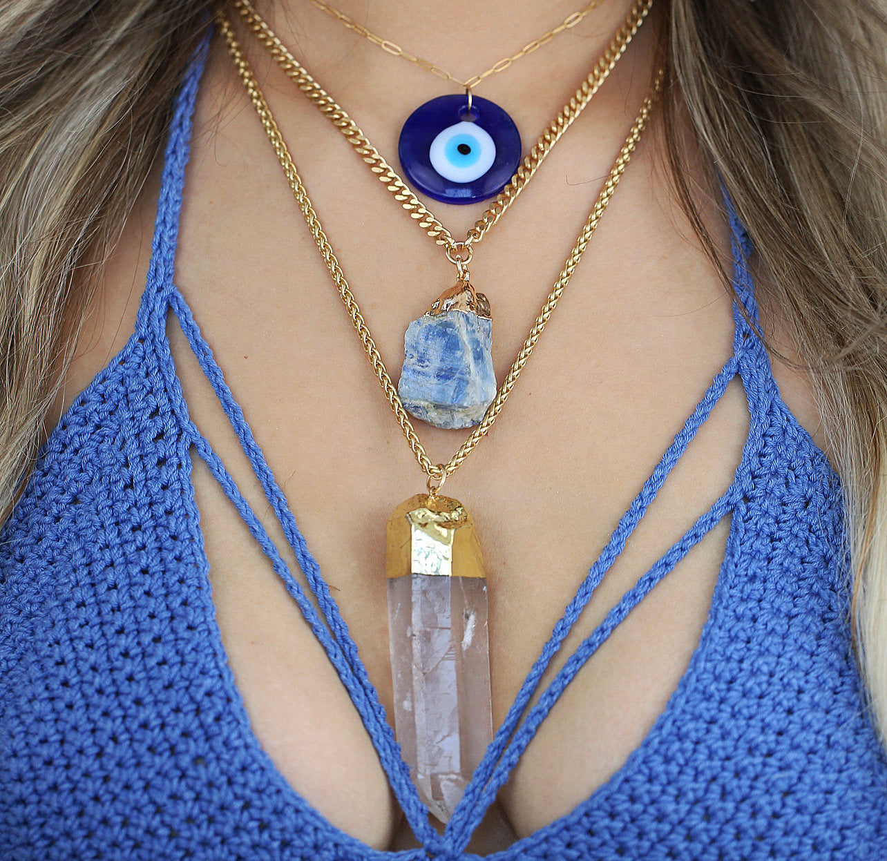 Big Kyanite Crystal Necklace, Kyanite Healing Crystal Necklace, Natural Kyanite Stone Jewelry, Throat Chakra Kyanite Necklace, Kyanite Gift