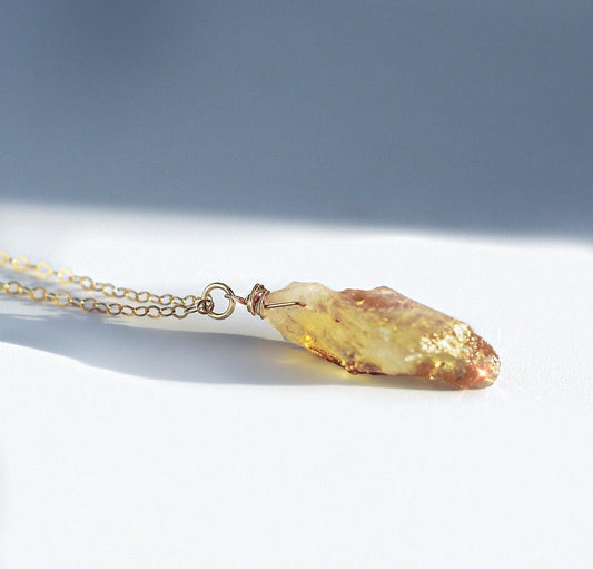 Citrine Nugget Necklace, Gold Filled Necklace, Layering Necklaces, Natural Crystal Stone Necklace, Citrine Jewelry, Crystal Stone Necklace