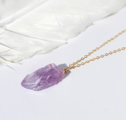 Amethyst Nugget Necklace, Raw Amethyst Necklace, Layering Necklace, February Birthstone Necklace, Amethyst Healing Jewelry, Crystal Stone