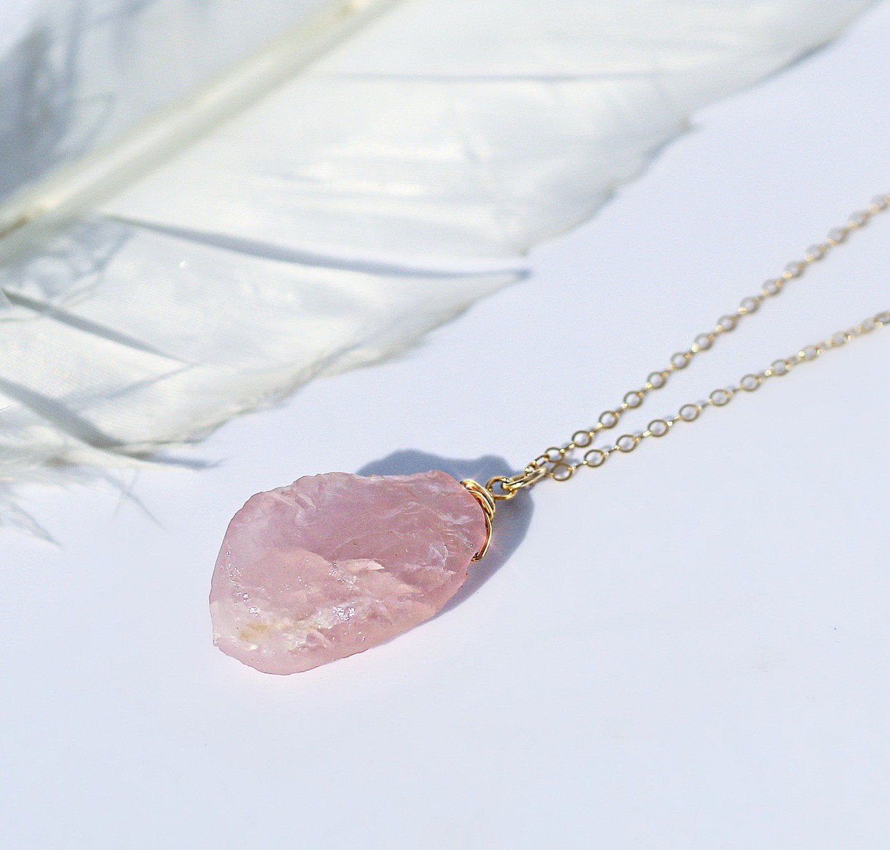 Rose Quartz Necklace Real, Rose Quartz Pendant Necklace, Rose Quartz Pendant Gold, Raw Rose Quartz Crystal, Heart Chakra Necklace