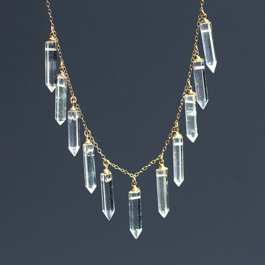 Crystal Point Statement Necklace, Boho Wedding Necklace, Gold Boho Choker, Statement Choker, Quartz Necklace Gold, Healing Crystal Choker
