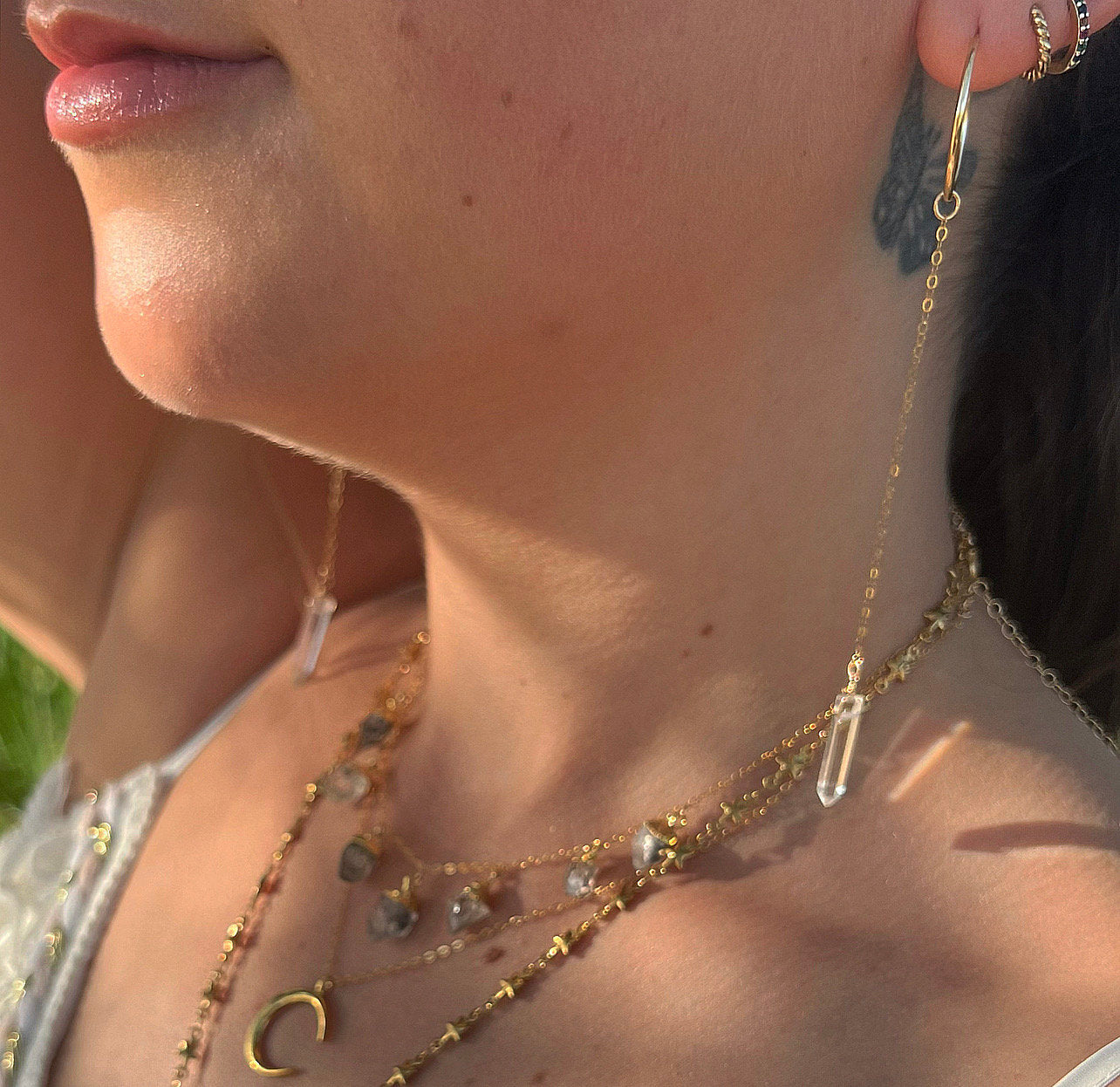 Crystal Quartz Duster Earrings, Duster Hoop Earrings, Lightweight Dangle Earrings, 14k Gold Filled Wedding Earrings