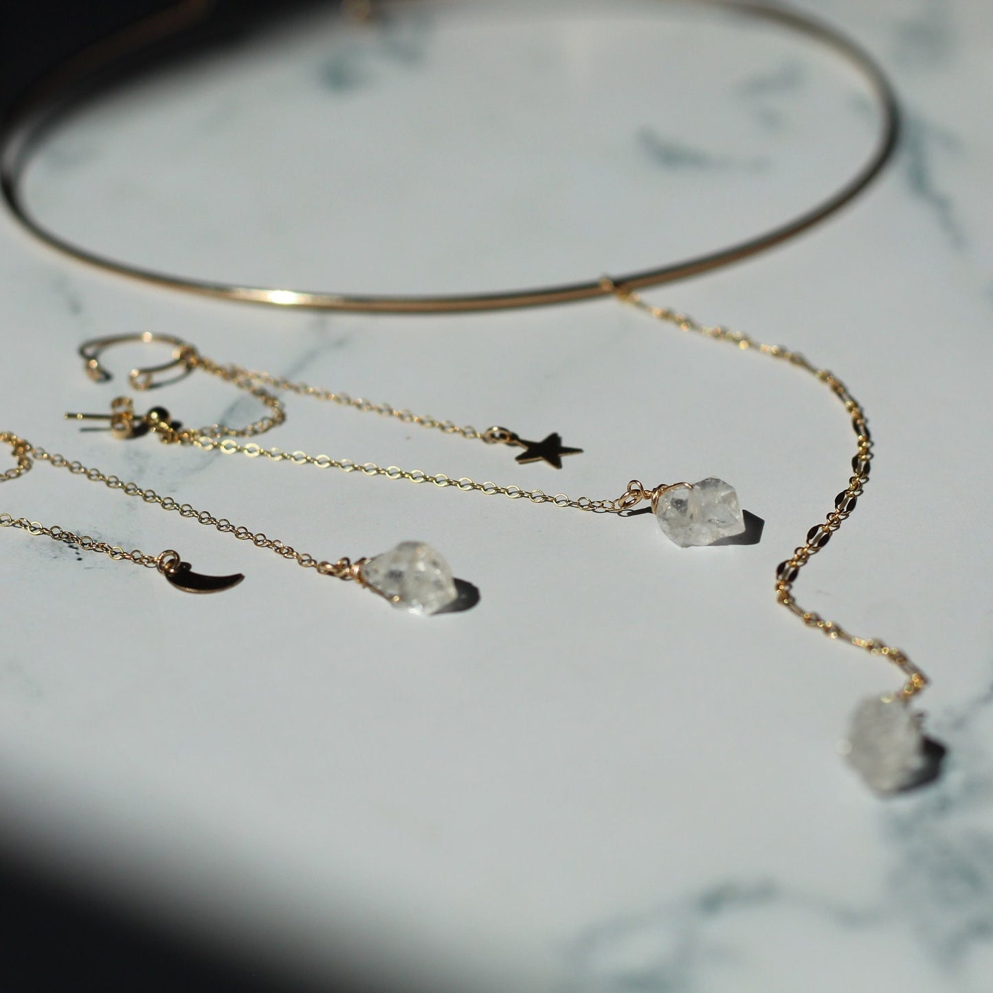 Crystal Torque Necklace, 14k Gold Filled Wire Choker, Lariat Style Choker, Gold Neck Cuff, Statement Choker Low Cut Top, Body Necklace