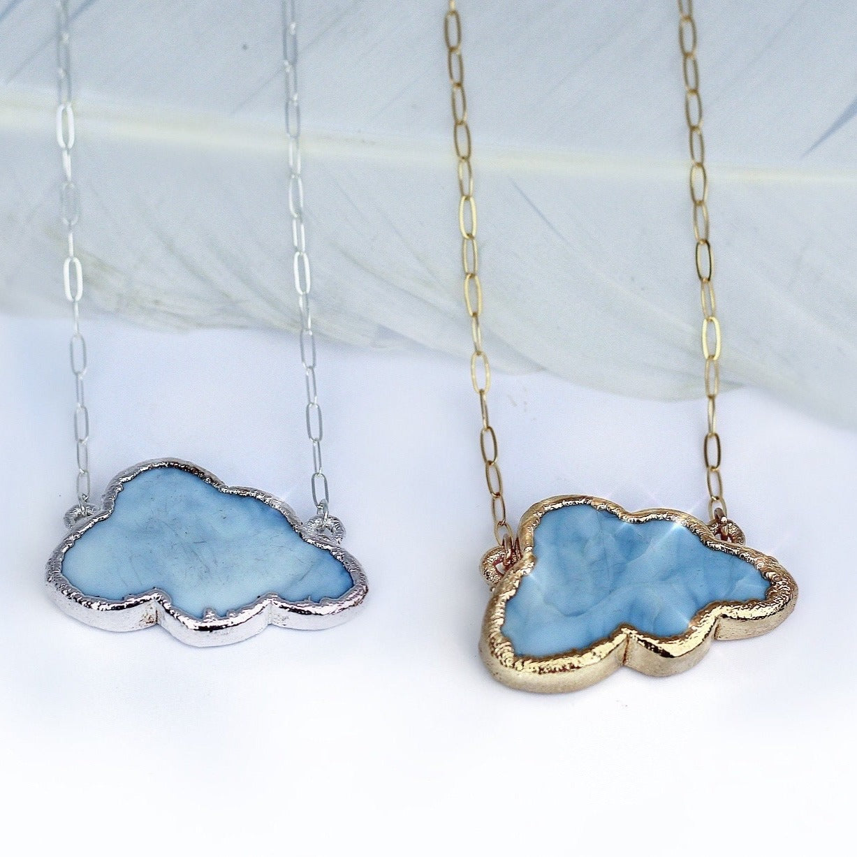 Blue Opal Cloud Necklace, Cloud Pendant Necklace, Cloud Shaped Pendant, Crystal Cloud, Cloud Jewelry, Cloud Gemstone Necklace, Sky Blue Gem