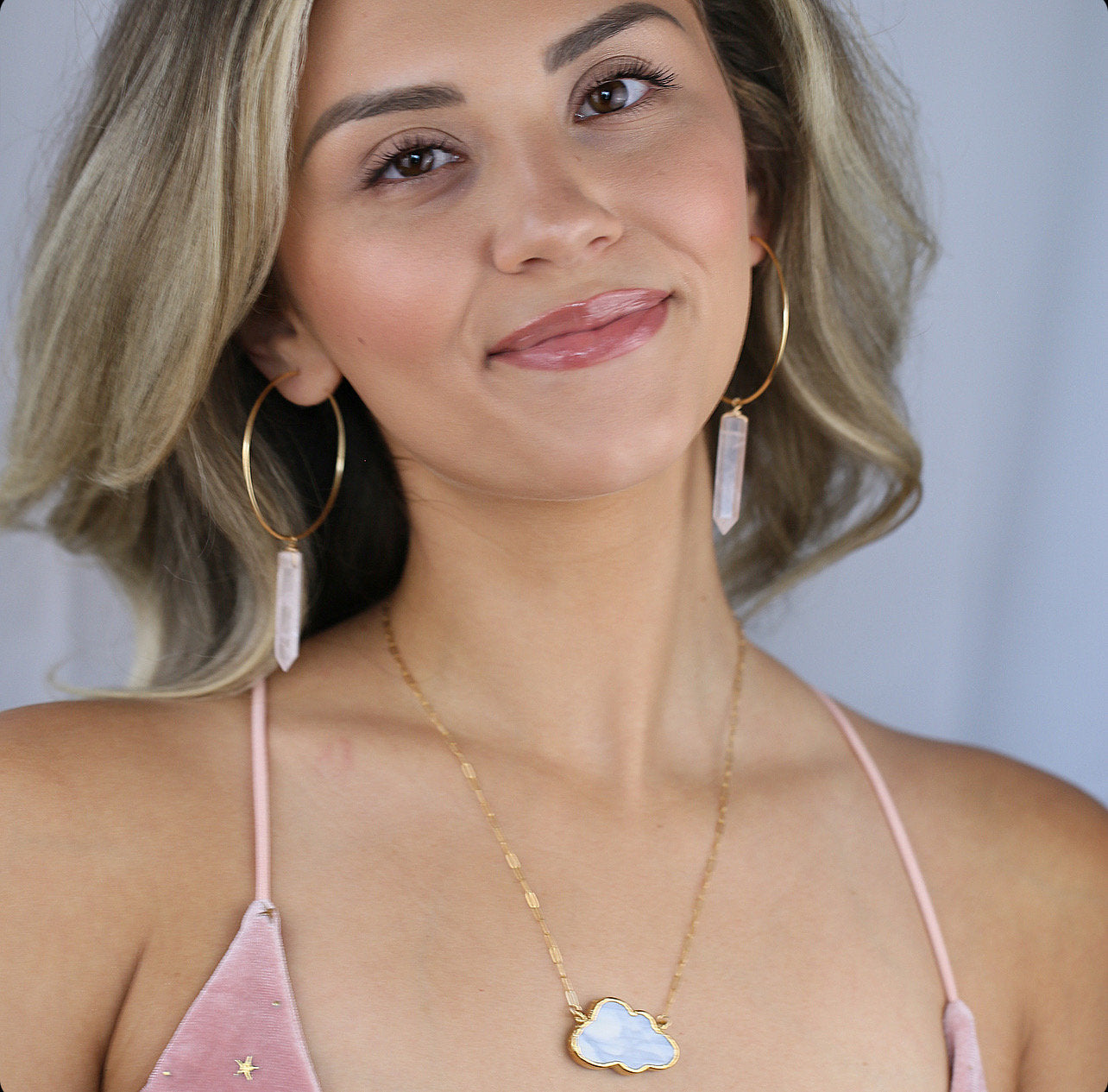 Quartz Crystal Hoop Earrings, Raw Stone Jewelry, Gemstone Healing Crystal Hoops, Crystal Bridal Earrings, Hoop Crystal Earrings