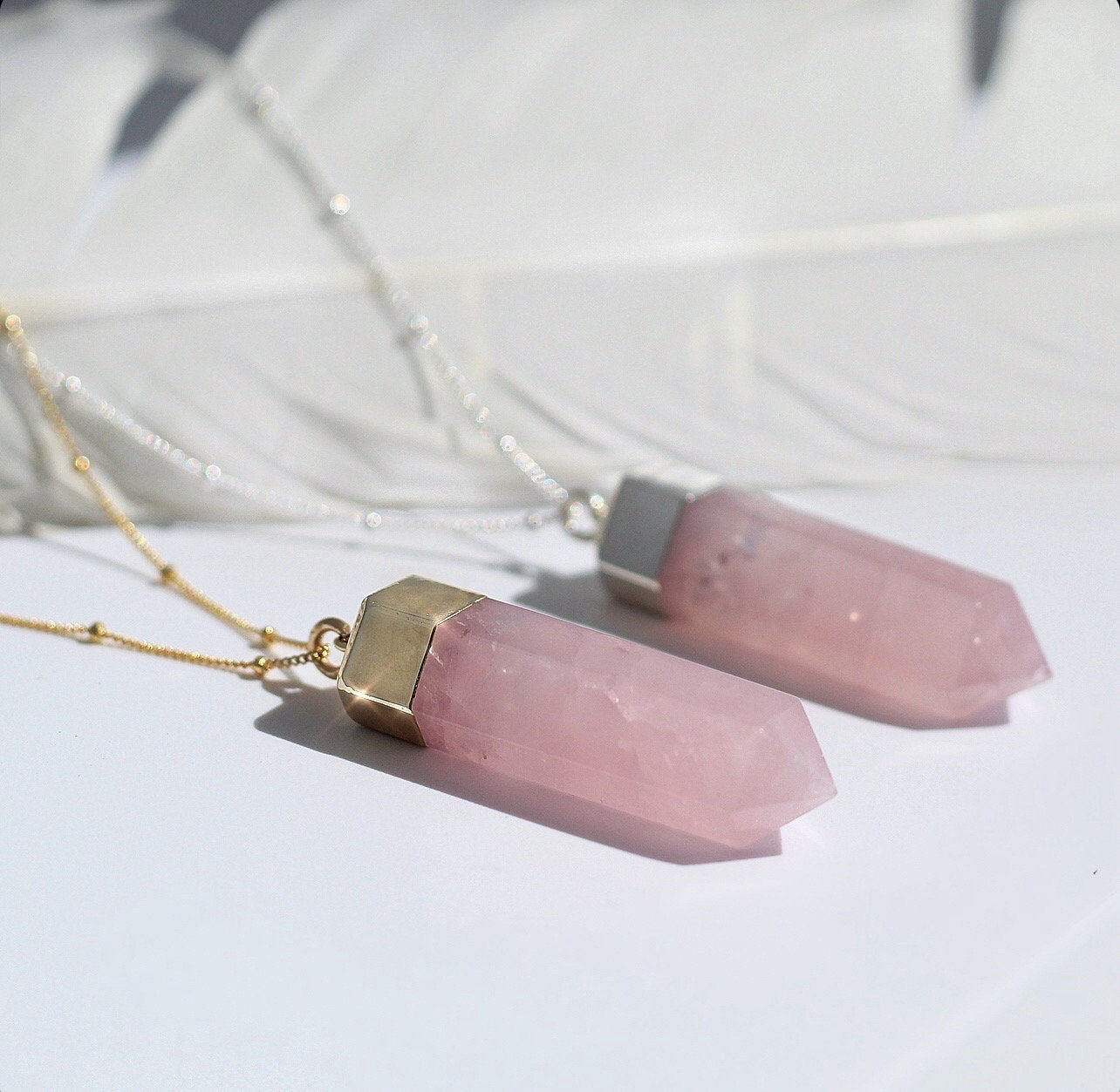 Rose Quartz Point Necklace, Polished Rose Quartz Pendant, Rose Quartz Amulet, Rose Quartz Crystal Necklace, Heart Chakra Jewelry