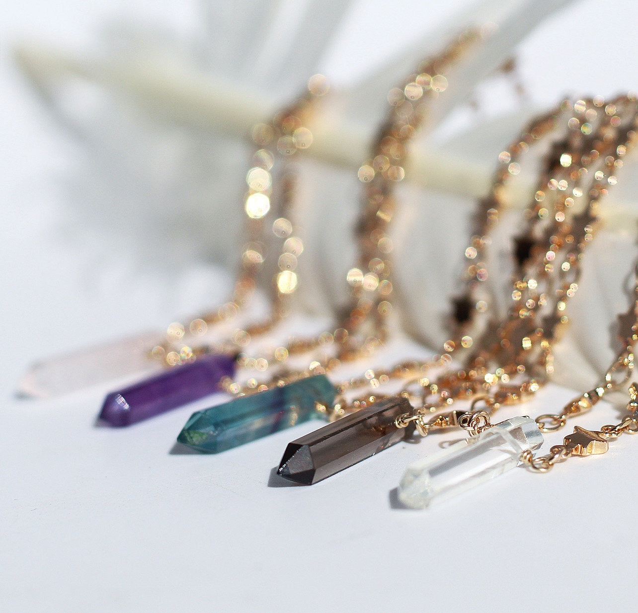Mini Crystal Pendants, Crystal Point Necklace, Crystal Layering Choker, Small Crystal Necklace, Star Chain Necklace, Star Choker Necklace