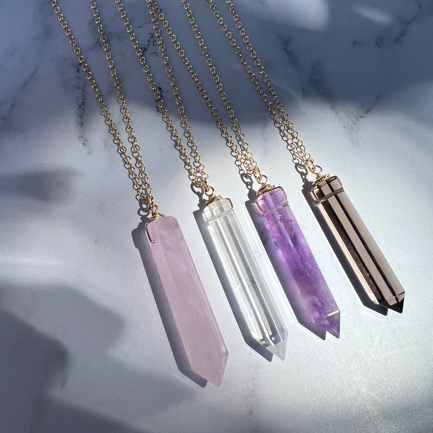 Crystal Point Pendant Necklace on 14k Gold Filled or Sterling Silver