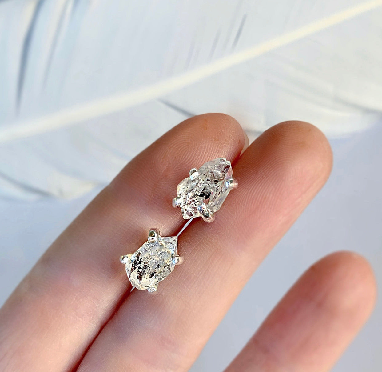 Herkimer Diamond Claw Studs
