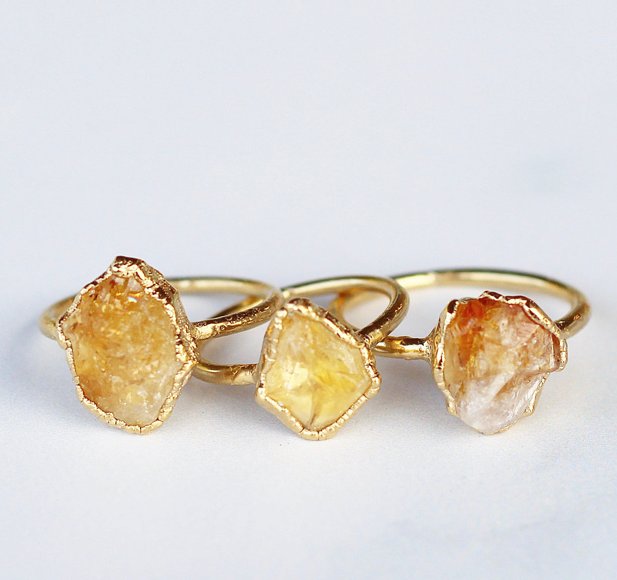 Raw Citrine Stacking Ring in Gold