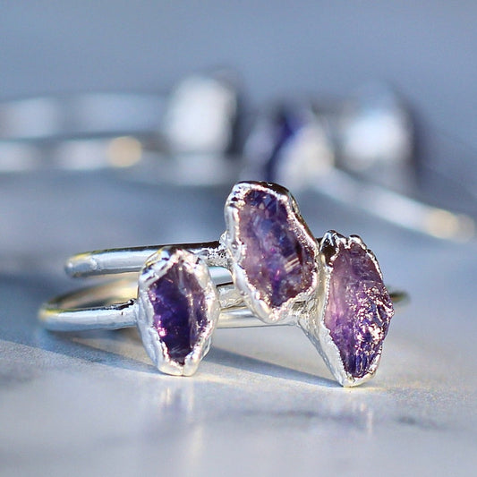 Raw Amethyst Stacking Ring in Sterling Silver