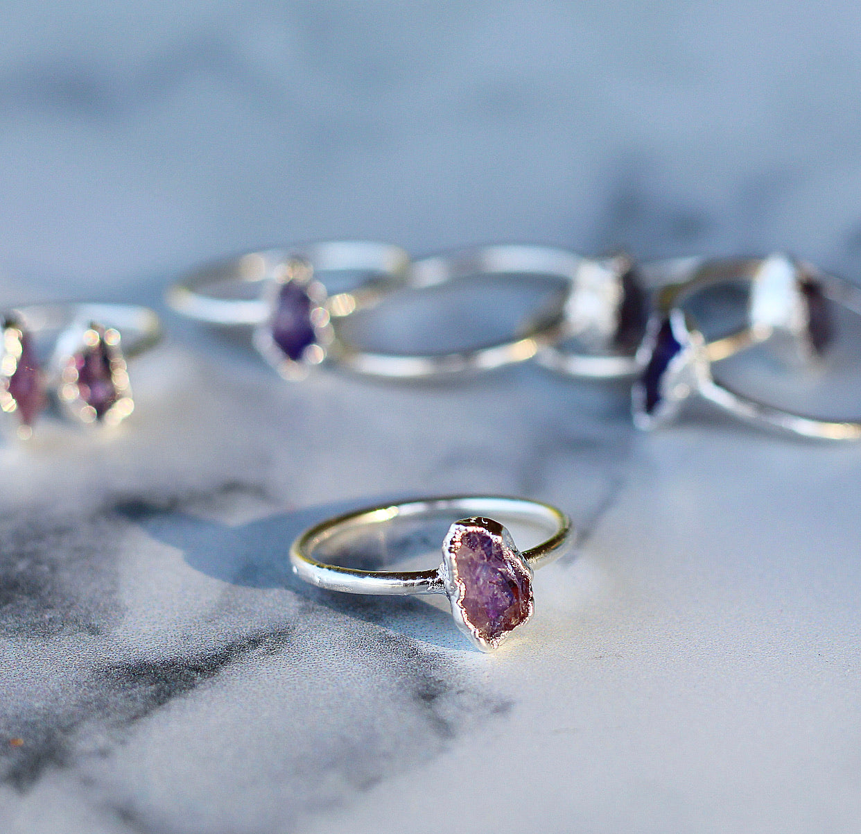Raw Amethyst Stacking Ring in Sterling Silver