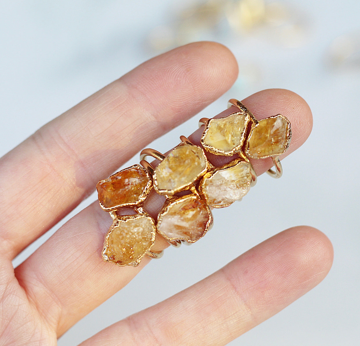 Raw Citrine Stacking Ring in Gold