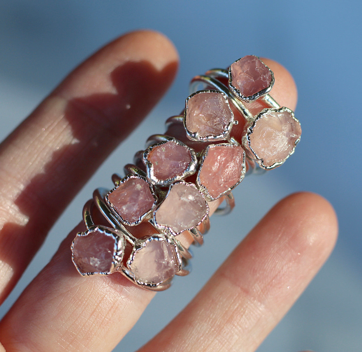 Raw Rose Quartz Ring in Sterling Silver, love stone ring, raw gem ring, rose quartz nugget, uncut rose quartz, birthstone ring, Taurus birthstone, rose quartz ring, sterling silver raw, buddha blossom, blossom jewels